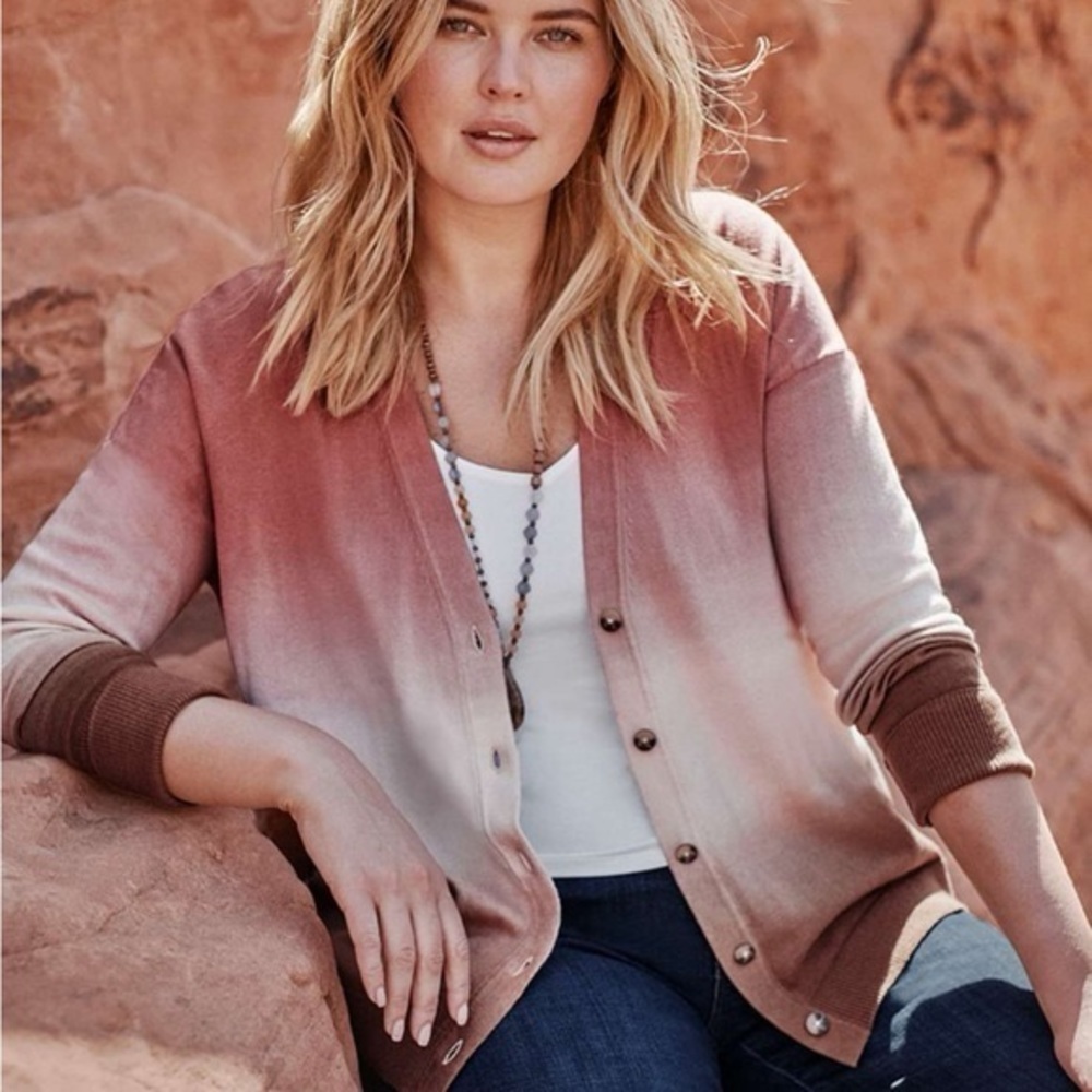 J. Jill Dip Dyed Sunset Ombré Button Up Cardigan